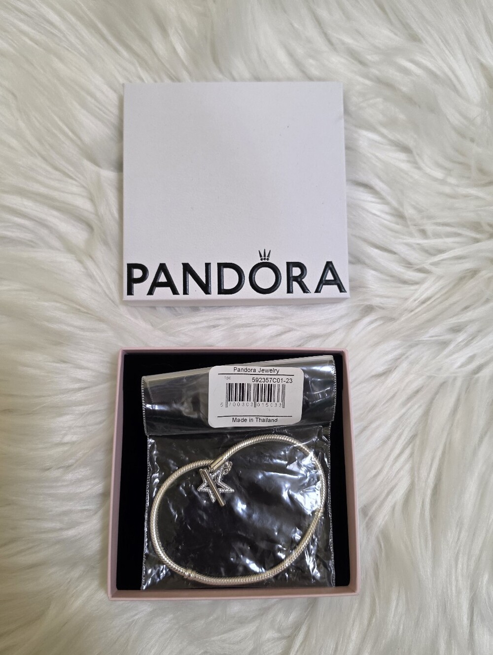 Pandora Moments Asymmetric Star T-bar Snake Chain Bracelet